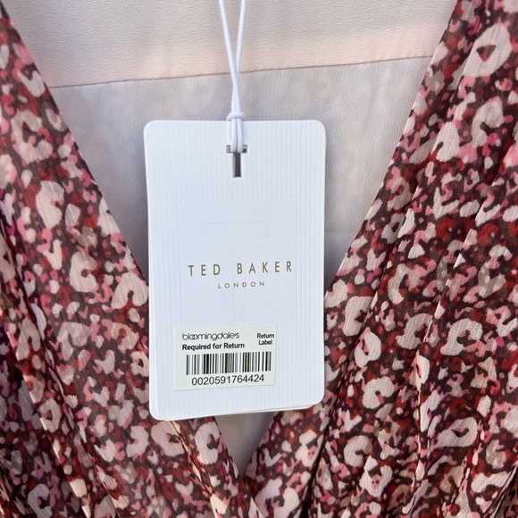 NWT Ted Baker Vally Draped Midi Batwing Sleeve Dress Bohemian Cottagecore 12 - Picture 10 of 14